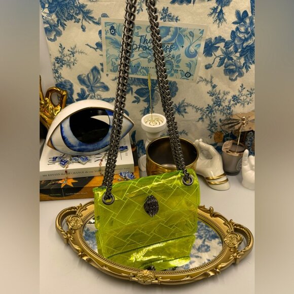 🆕 KURT GEIGER LONDON 🧿 NWOT Mini Kensington PVC Crossbody Bag, Neon Yellow - Picture 2 of 16